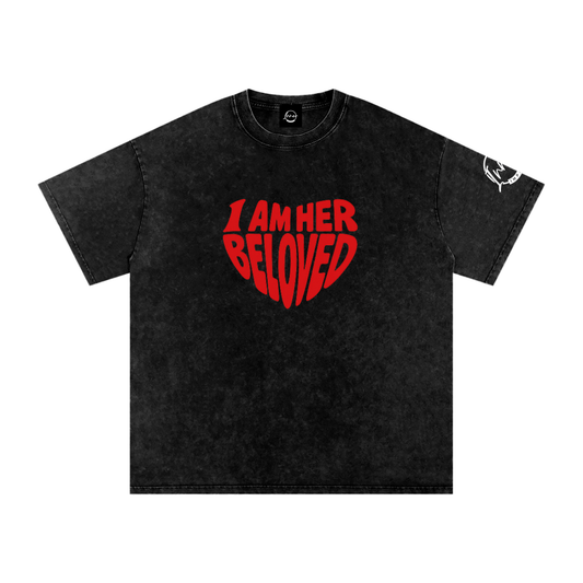 Snow Washed Oversized Cotton "I AM" T-Shirt